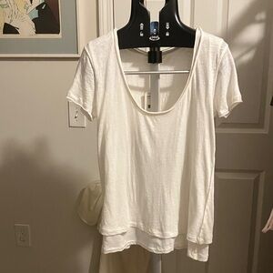 Free People Ivory Slub Knit Tee Boho Casual Top S Runs Like M NWT MSRP $58